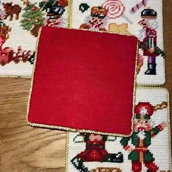 4 NEEDLEPOINT HOLIDAY NUTCRACKER COASTERS - Picture 6 of 8